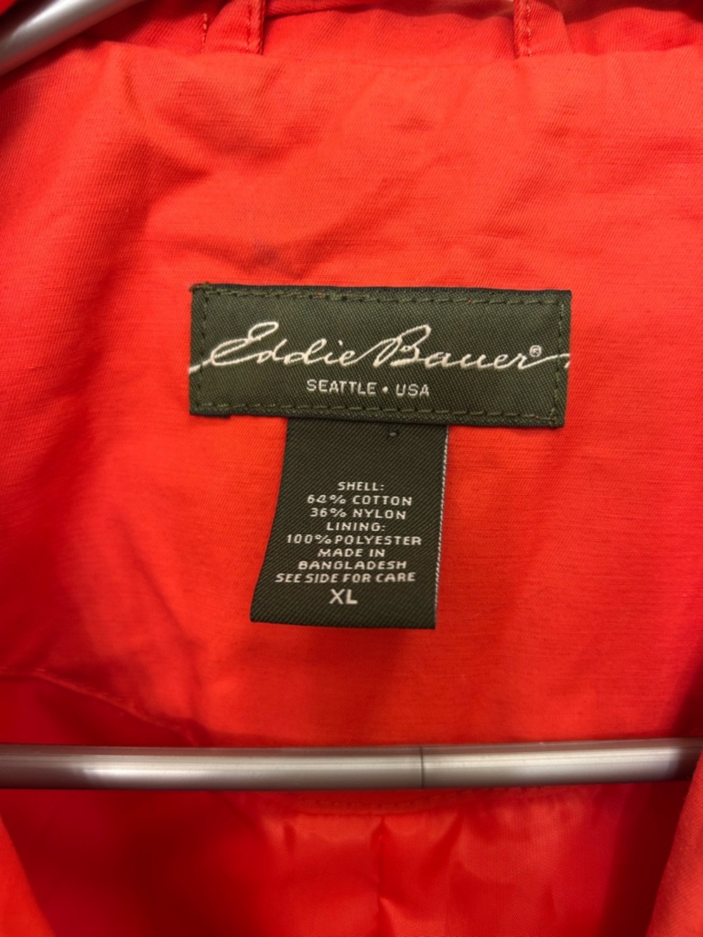 Eddie Bauer Bright Orange/Red Lightweight Rain Coat - Picture 4 of 5